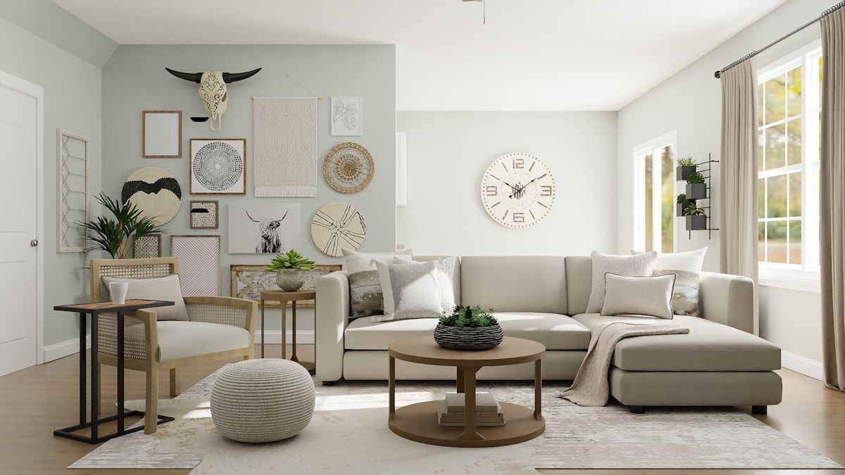 Modern interior with patterned wallcovering