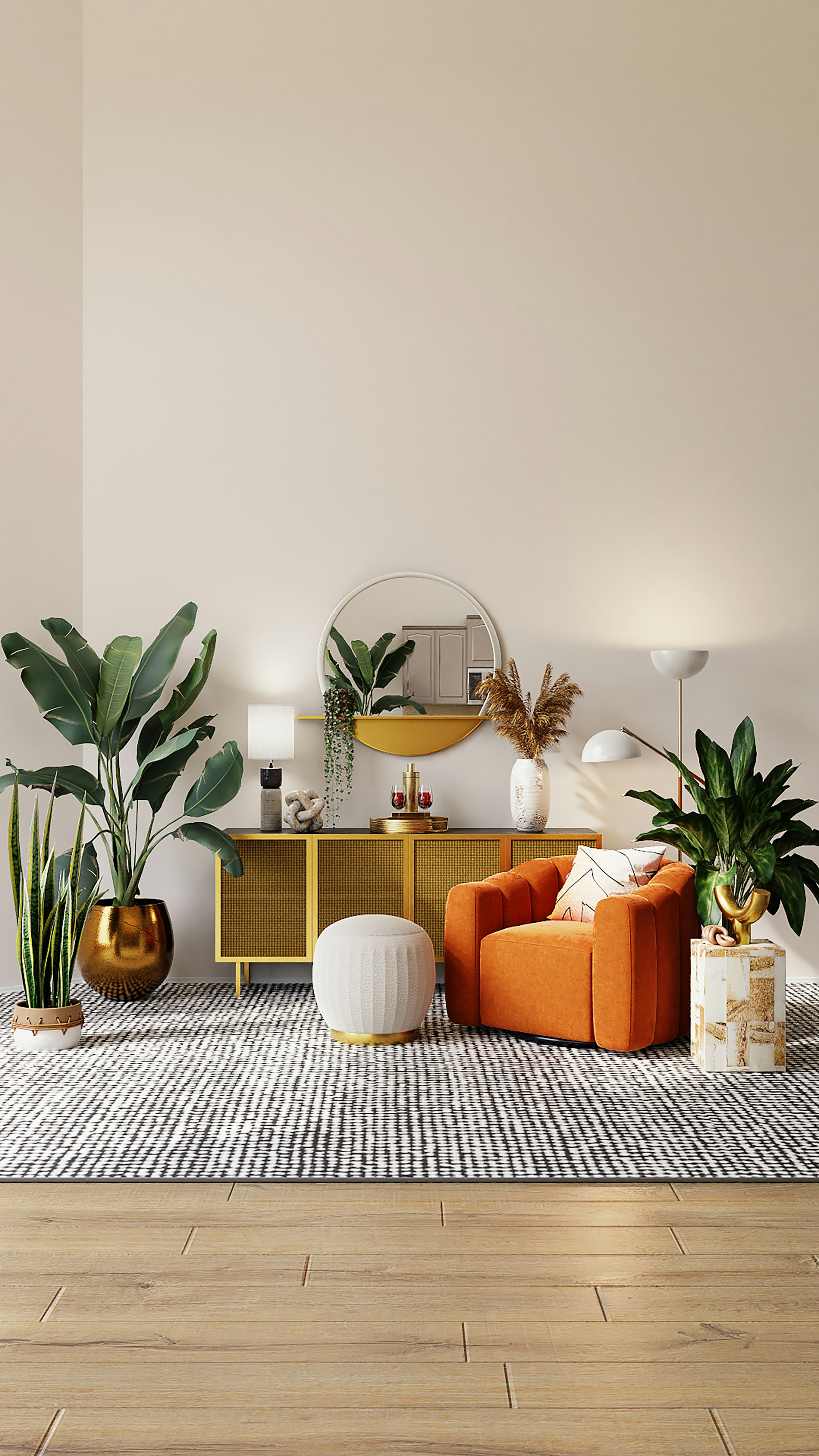 Refined Maryland interior with professionally installed wallpaper